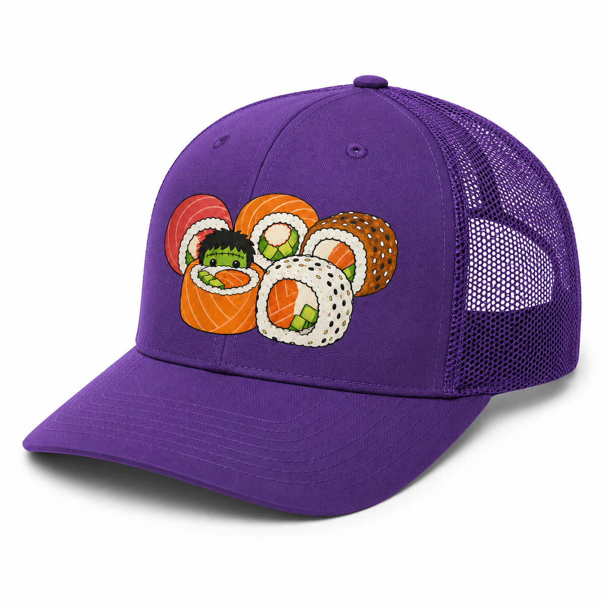 Dr. Sushi-Stein's Monster Trucker Hat - All Black side view