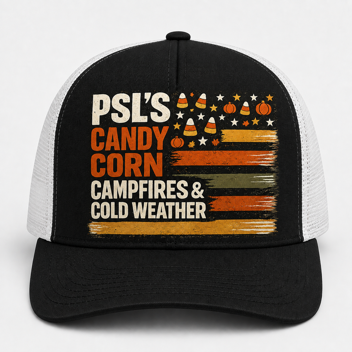 Pumpkin Spice Vibes Trucker Hat - All Black front