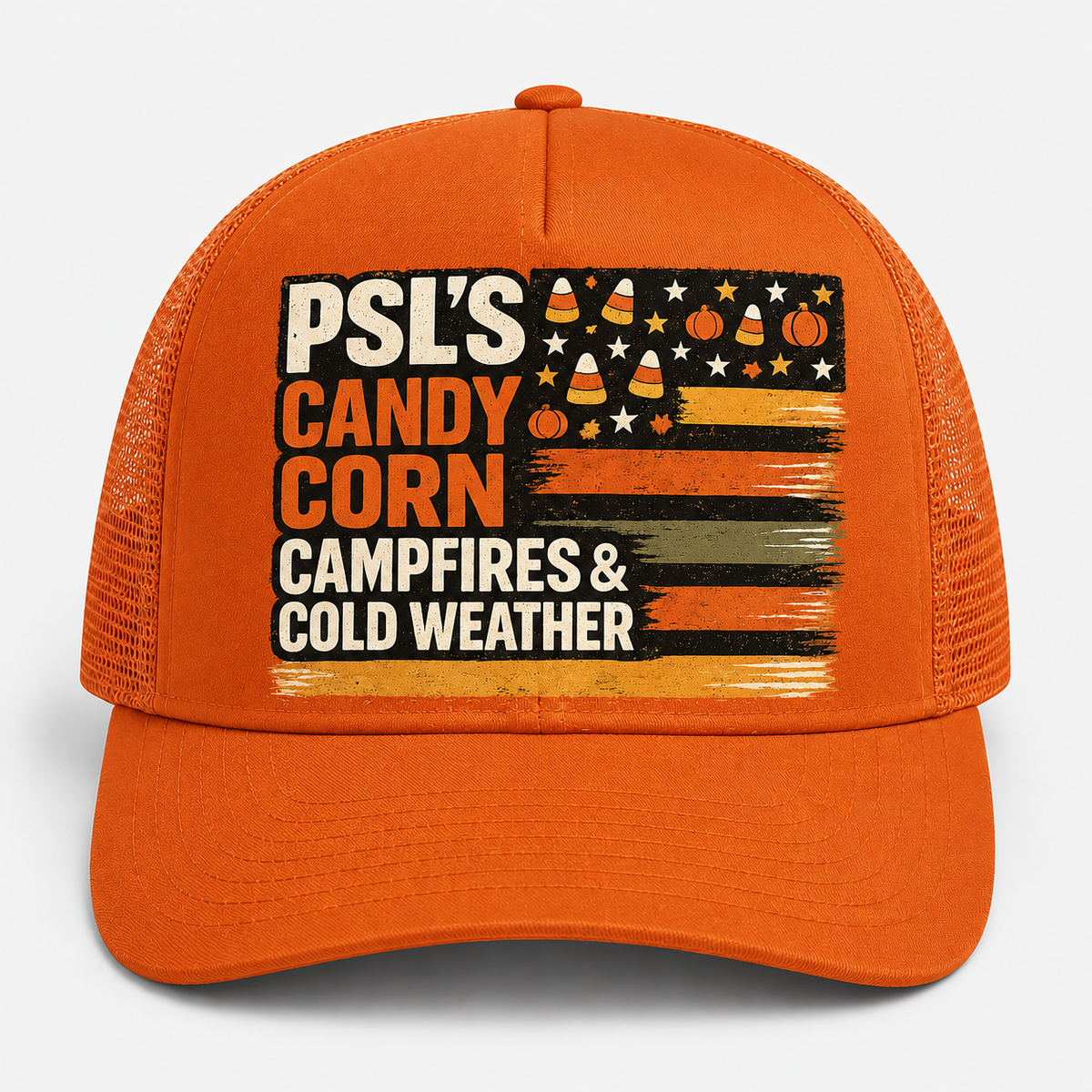 Pumpkin Spice Vibes Trucker Hat - Black & White front