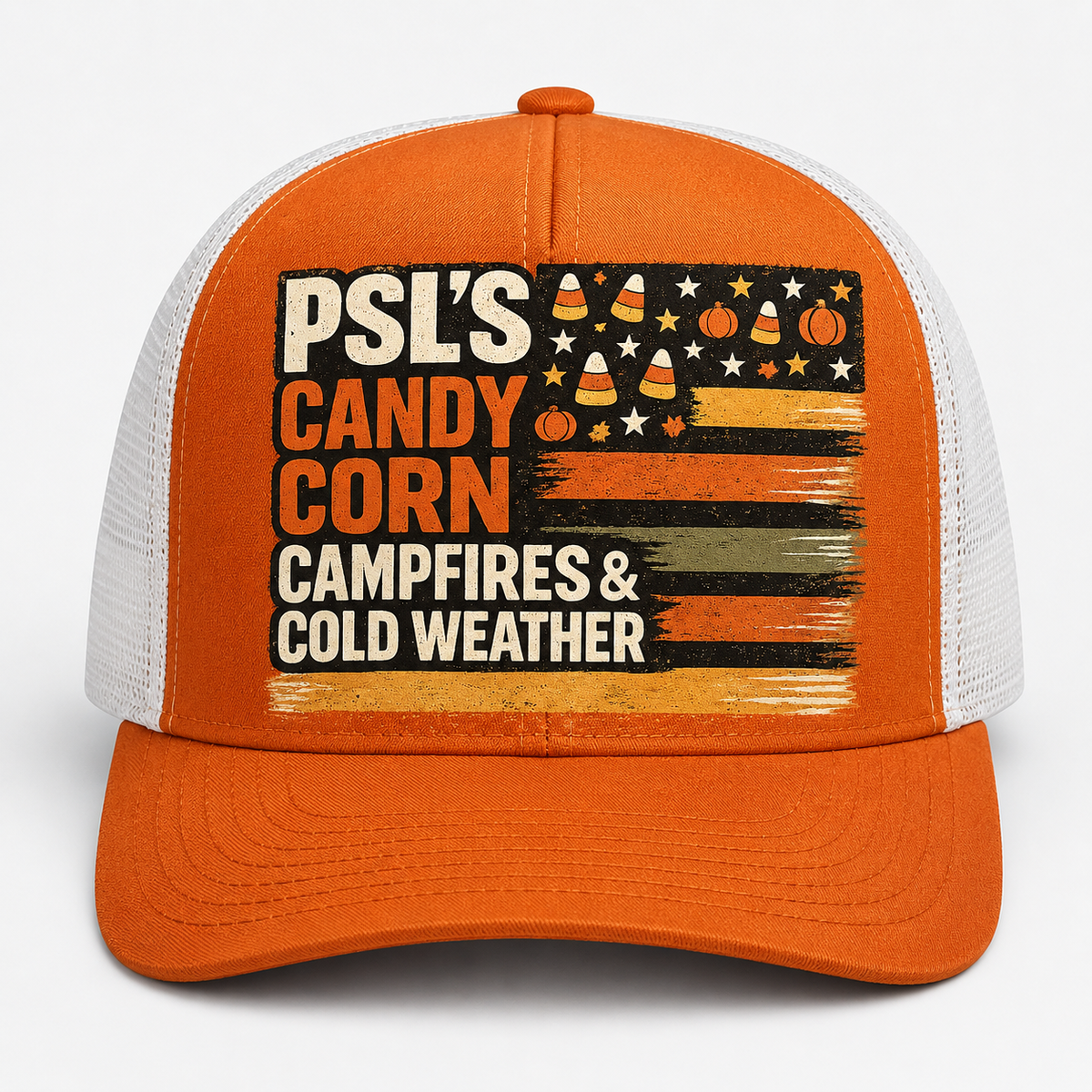 Pumpkin Spice Vibes Trucker Hat - All Orange front