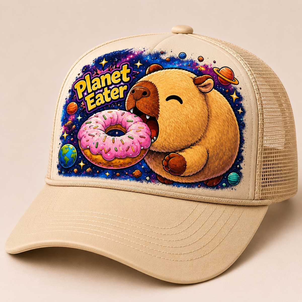 Planet Eater Trucker Hat - All Purple - Side Angle