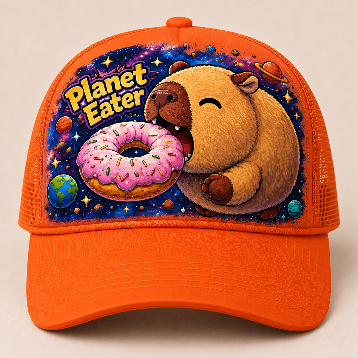 Planet Eater Trucker Hat - All Black - Front