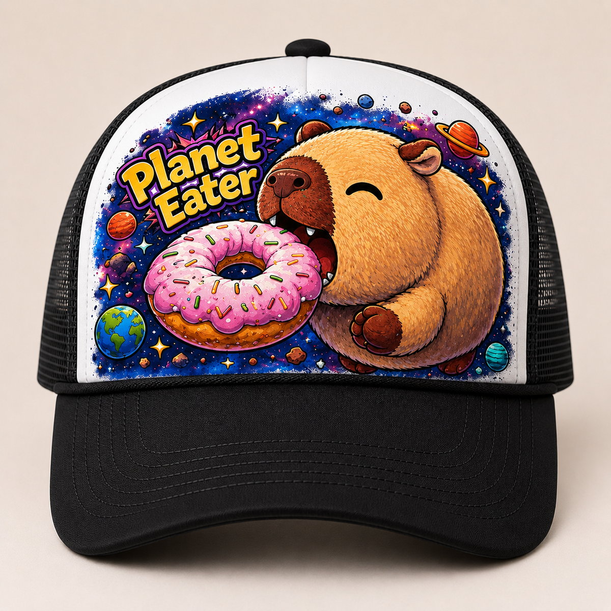 Planet Eater Trucker Hat - Blue & White - Front