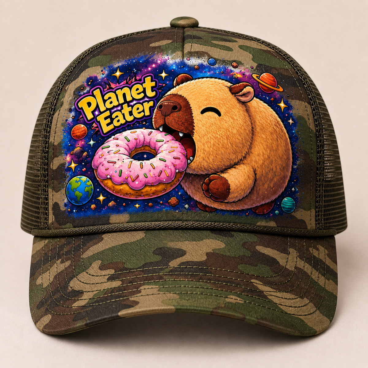 Planet Eater Trucker Hat - All Creme/Tan - Front
