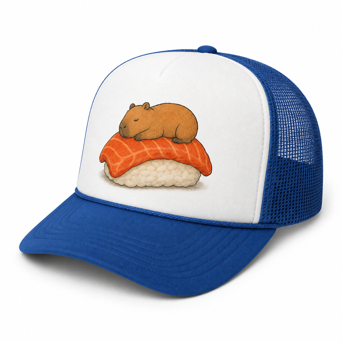 Sushi-bara Trucker Hat - Blue & White - Side Angle