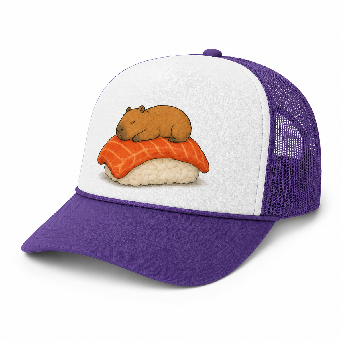 Sushi-bara Trucker Hat - Purple & White - Side Angle