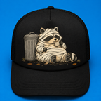 Trash Can Coffee Break Trucker Hat - All Black - Front