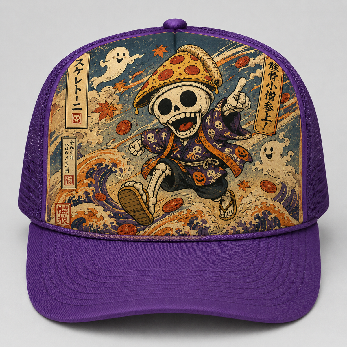 Ukiyo-e Style Skelettoni Trucker Hat
