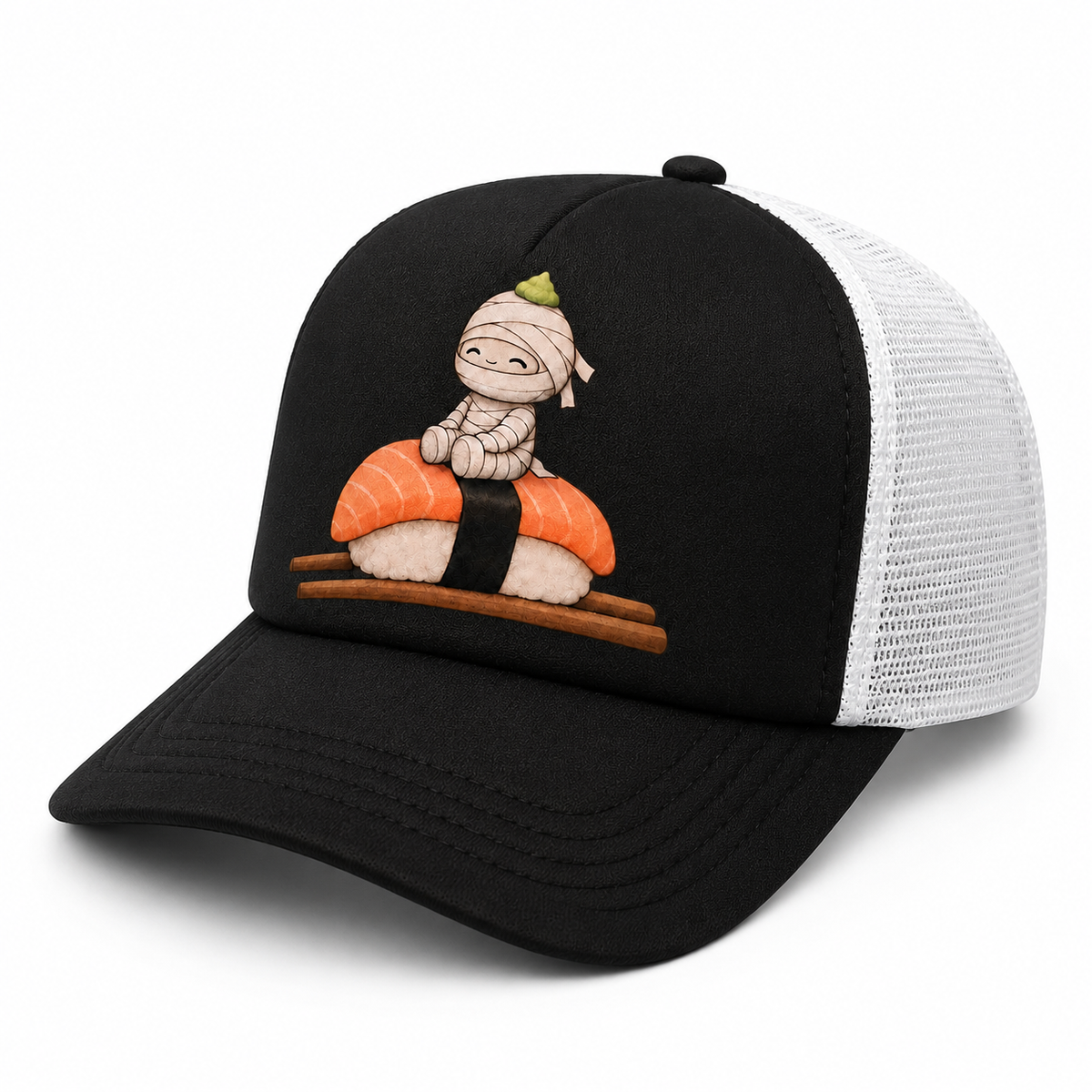 Wasabi & Friends Sushi Trucker Hat - Pink & White side view