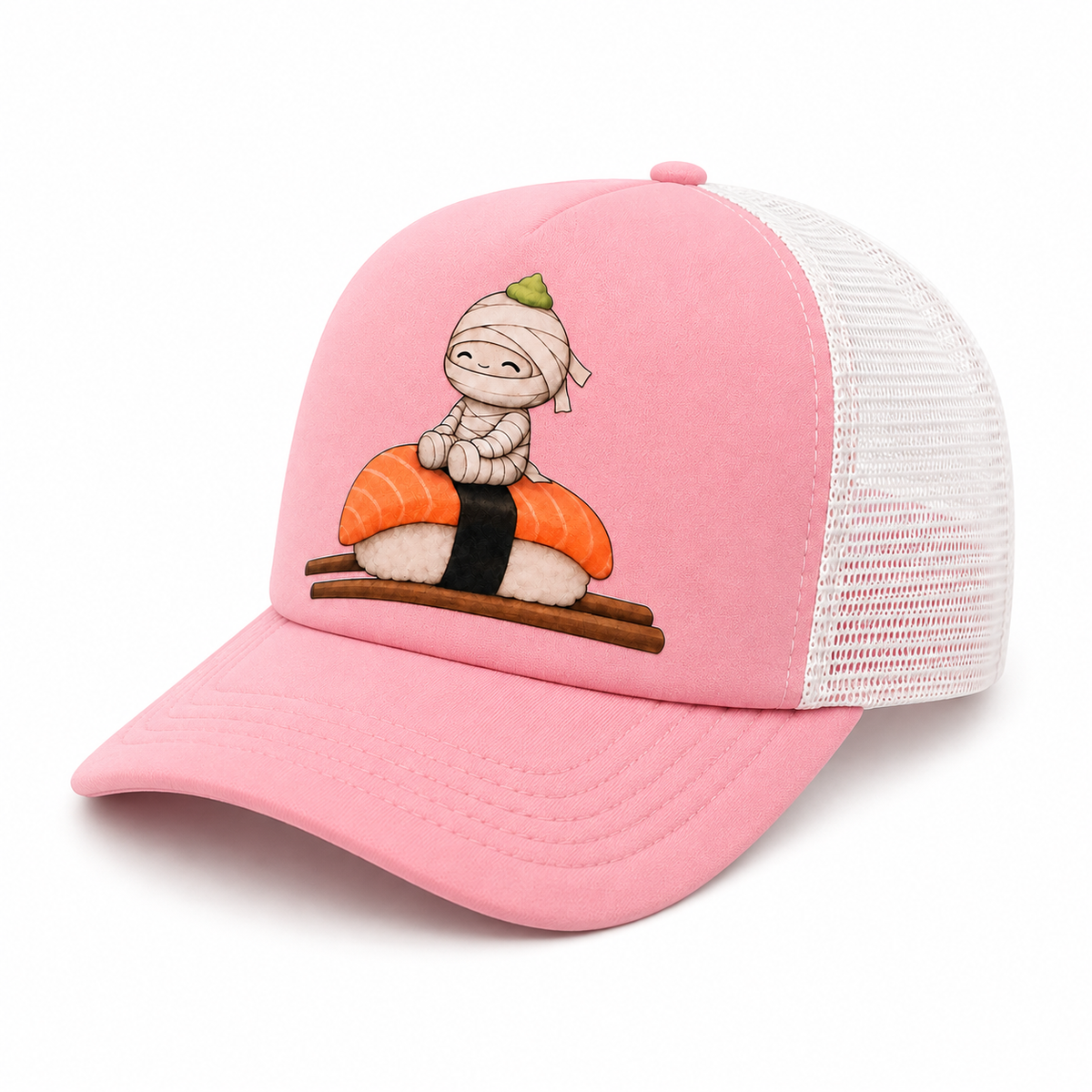 Wasabi & Friends Sushi Trucker Hat - Cream/Tan side view
